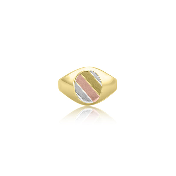 Aaric Tri-Color Oval Signet Ring